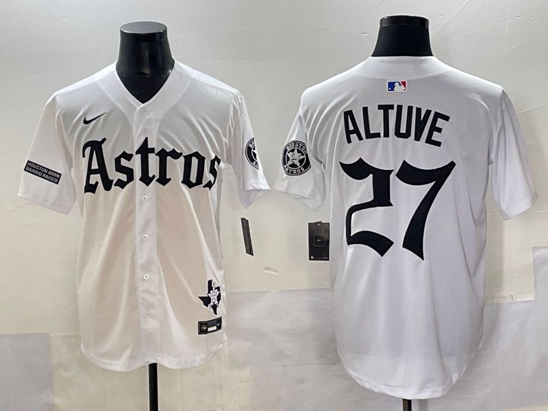 Men 2025 Houston Astros 27 Altuve White Five generations Joint Name Nike MLB Jersey style 14